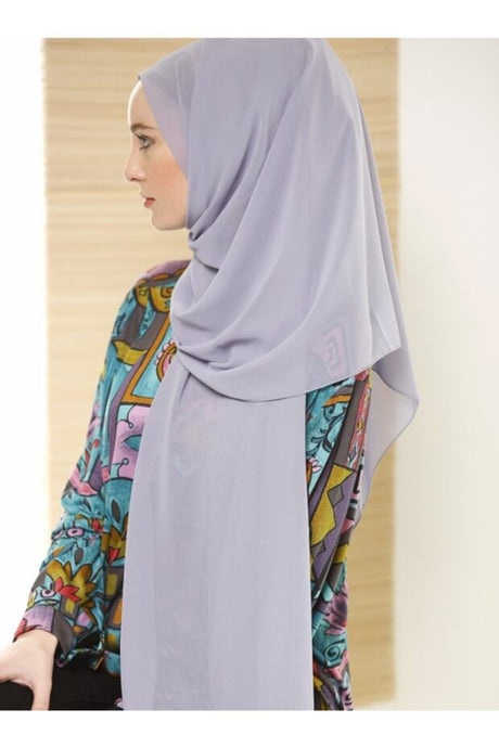 Dark Grey Crepe Chiffon Shawl - Lightweight & Elegant - TryAladdin