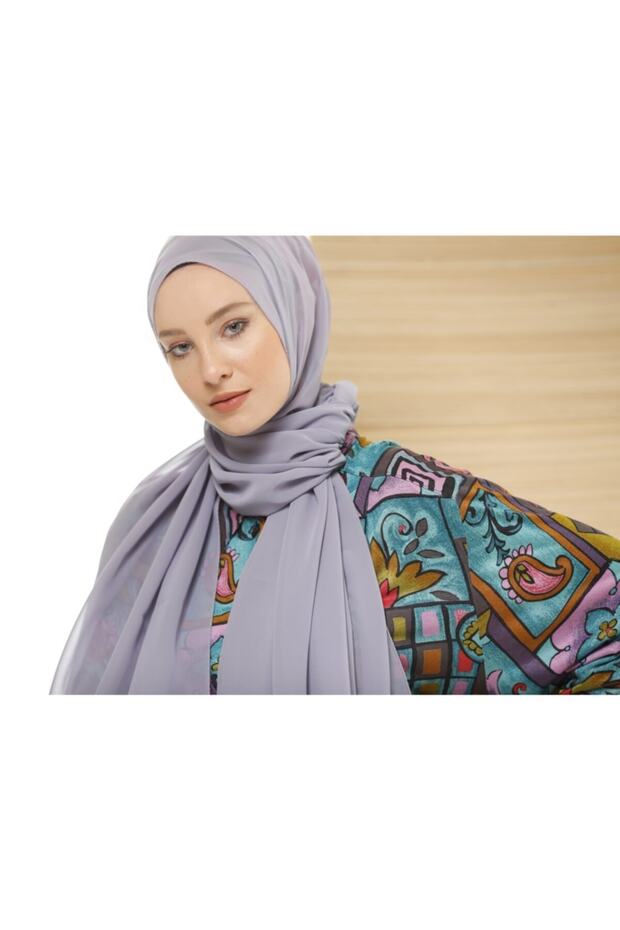 Dark Grey Crepe Chiffon Shawl - Lightweight & Elegant - TryAladdin