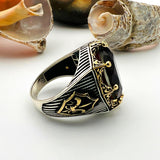 Dark Red Tourmaline Oval Stone Men's Ring