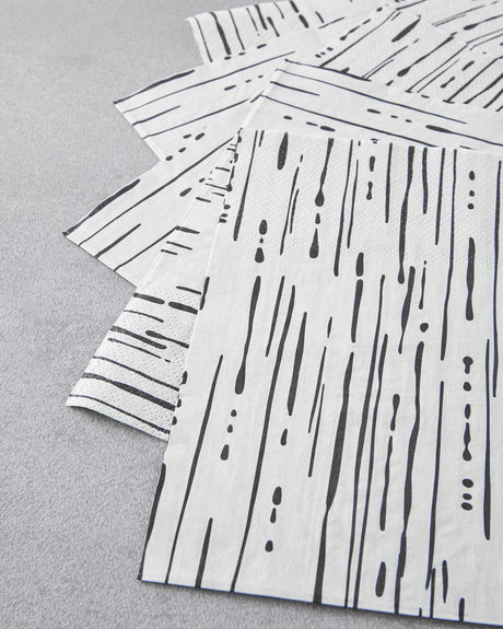 Elegant Black White Decorative Paper Napkins 33x33cm 20 Count