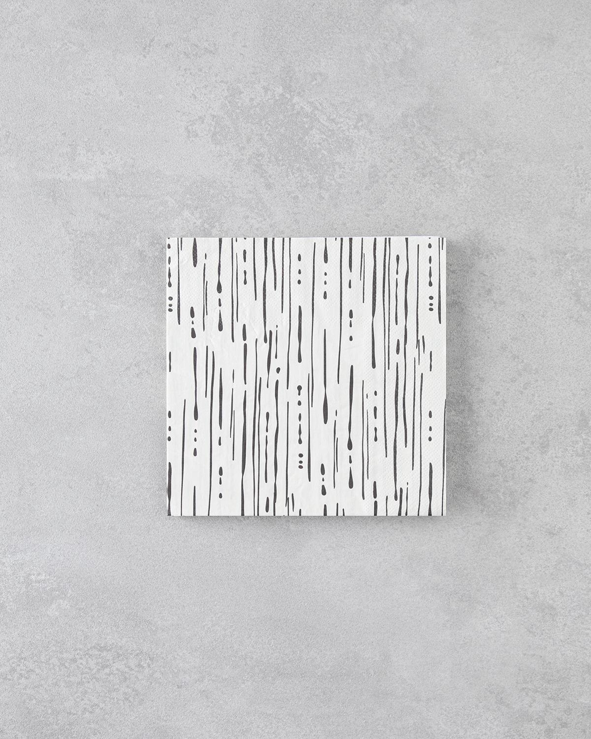 Elegantní černobílé ozdobné papírové ubrousky 33x33cm, 20 kusů