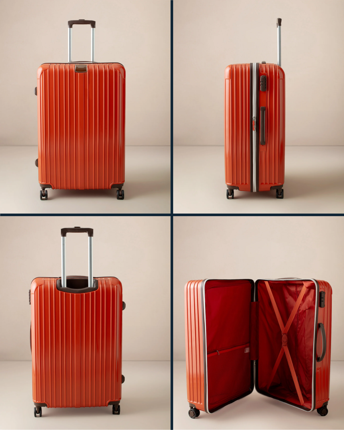 Large Terracotta Hardshell Travel Suitcase - Durable Luggage