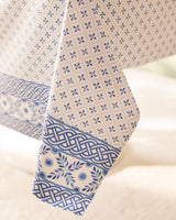 Durable PVC Tablecloth - Easy-Care White & Blue Dining Accent