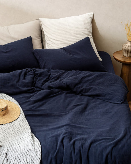 Marla Muslin Double Bedding Set - 100% Cotton Fitted Duvet Cover