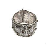 Pulsera Bizantina de Plata de Ley con Granate - Diseño Segmentado de Calado Abierto