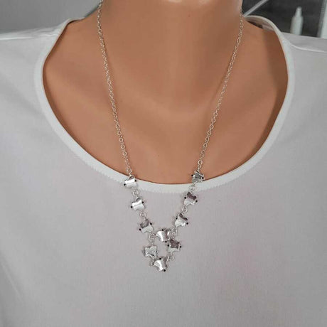 925 Sterling Silver Butterfly Necklace - Black Zircon Stones