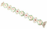 925 Sterling Silver Paneled Bracelet with Zircon & Fine Enamel