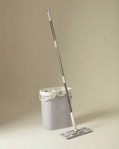 Plastic & Metal 3-Compartment Mop Set - Integrated Cleaning System