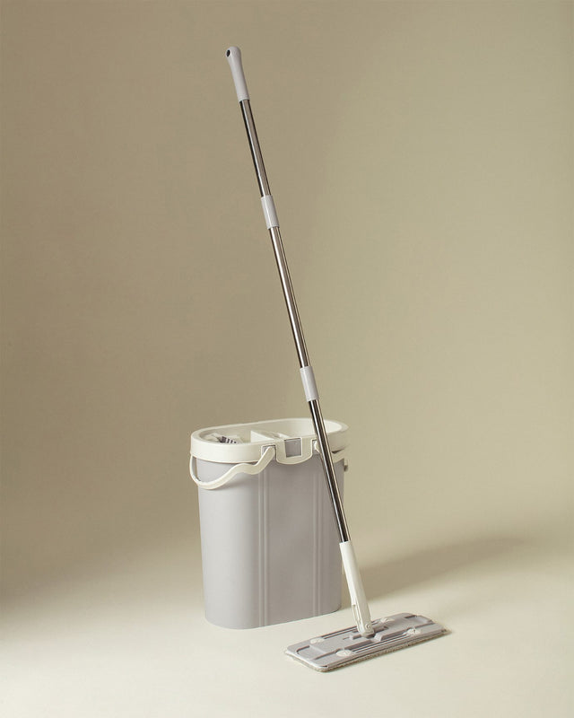Plastic & Metal 3-Compartment Mop Set - Integrated Cleaning System