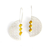 925 Sterling Silver Half Moon Dual-Tone Earrings