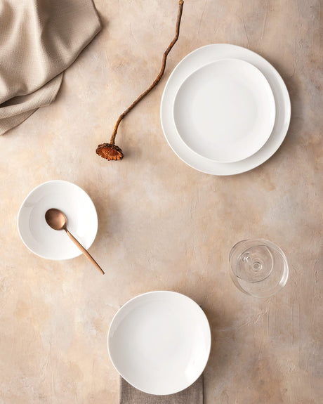 New Bone Porcelain 24-Piece Dinner Set - Classic White Elegance