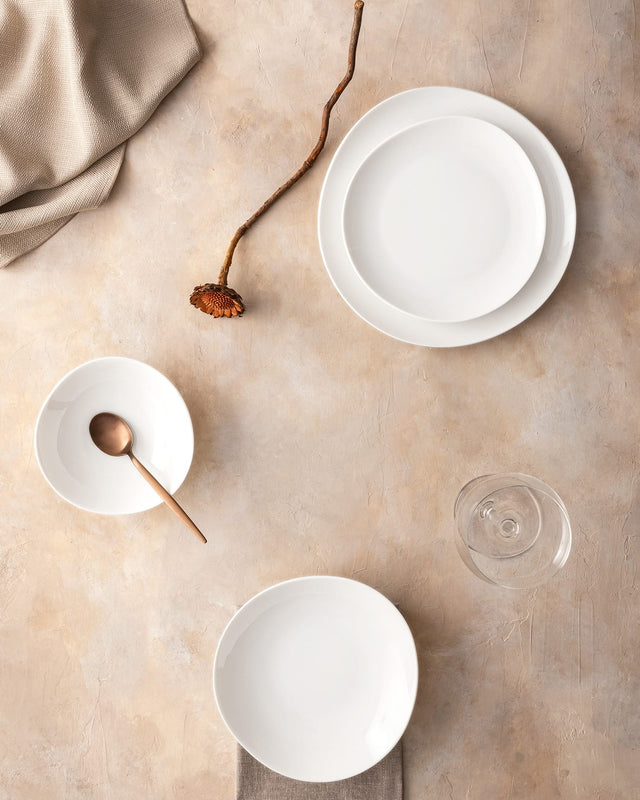 New Bone Porcelain 24-Piece Dinner Set - Classic White Elegance