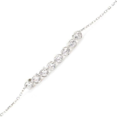 925 Sterling Silver White Zircon 8-Row Line Bracelet - Dazzling Style
