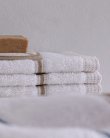 4-Pack Cotton Hand Towel Set - White & Beige