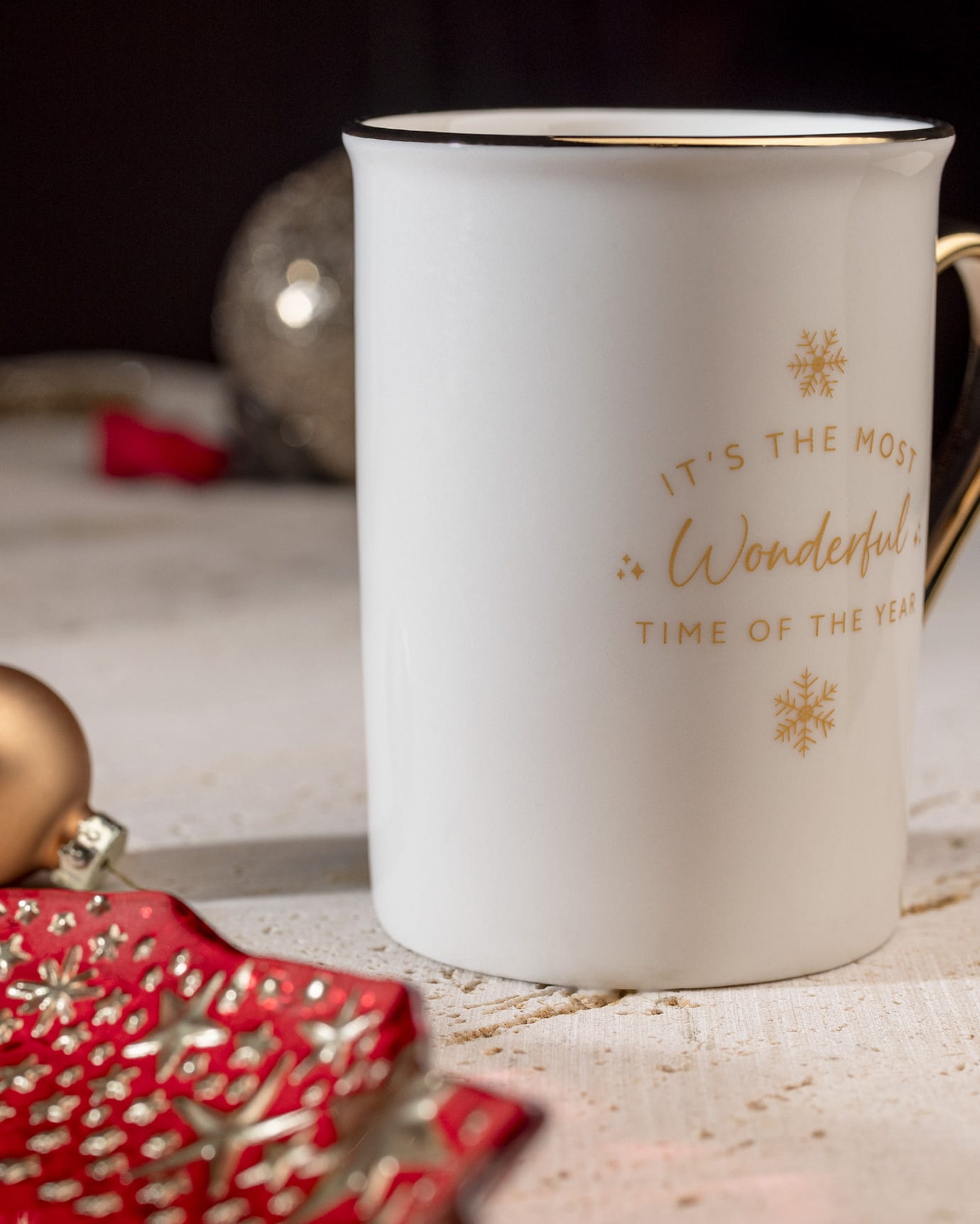 Elegant White & Gold Bone China Mug - 280ml Coffee & Tea Cup