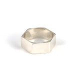 925 Sterling Silver Men's Ring - Polished Hexagonal Design