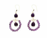 Vibrant Amethyst Teardrop Hoop Earrings in 925 Sterling Silver