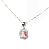 Sterling Silver Emerald Cut Zultanite & Zircon Halo Necklace