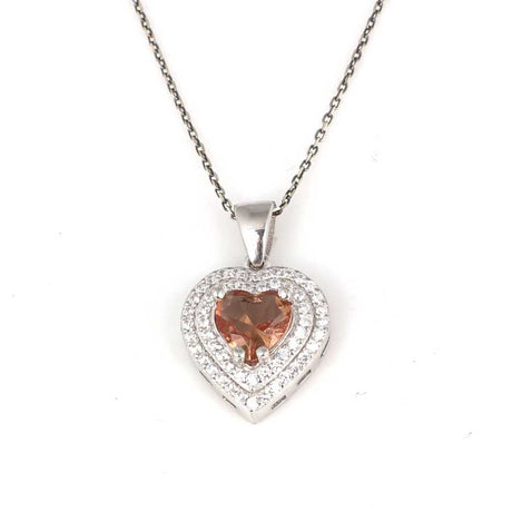 925 Sterling Silver Zultanite Heart Halo Necklace