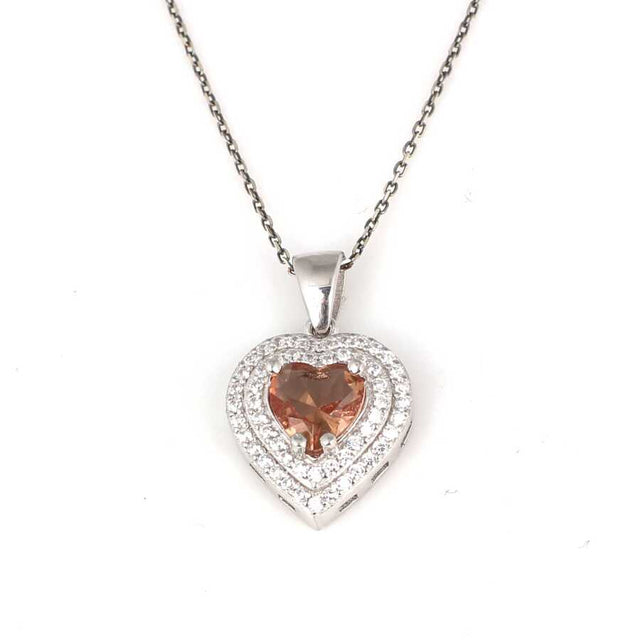 925 Sterling Silver Zultanite Heart Halo Necklace