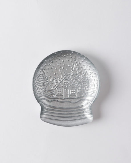 Silver Snow Globe Decorative Plate for Elegant Home Decor