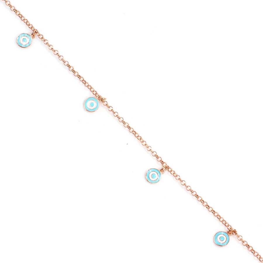 Premium 925 Sterling Silver Enamel Eye Bead Anklet