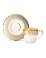 Porcelæn Kaffekop Sæt til 6 Personer - Antik Creme & Terrakotta Design