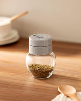 Plastic & Glass Spice Jar - Soft Ecru Modern Design