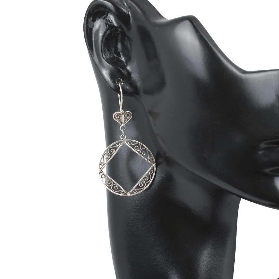 925 Sterling Silver Filigree Drop Earrings - Geometric Artistry