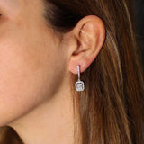 Premium Sterling Silver Square Baguette Stone Earring
