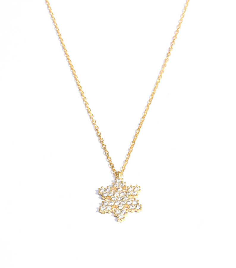 Sterling Silver Dazzling Snowflake Pendant Necklace with Zirconia
