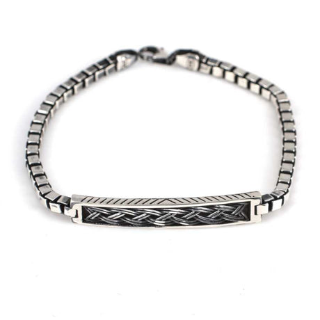 Elegant 925 Sterling Silver Cube Chain Bracelet - Braided Motif
