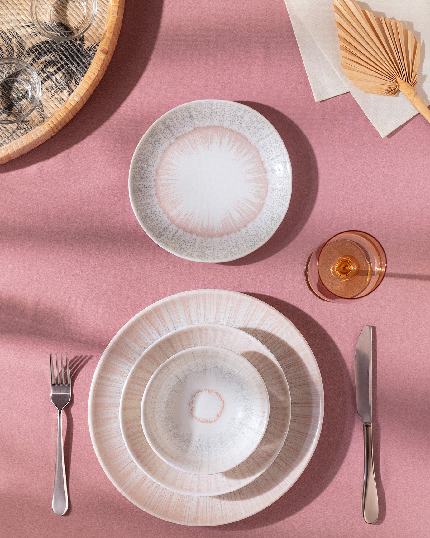 New Bone Porcelain 6-Person Dinner Set - Elegant Lines