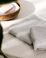 Luxury 100% Cotton Hand Towel Set with Crocheted Trim - 2 Pack