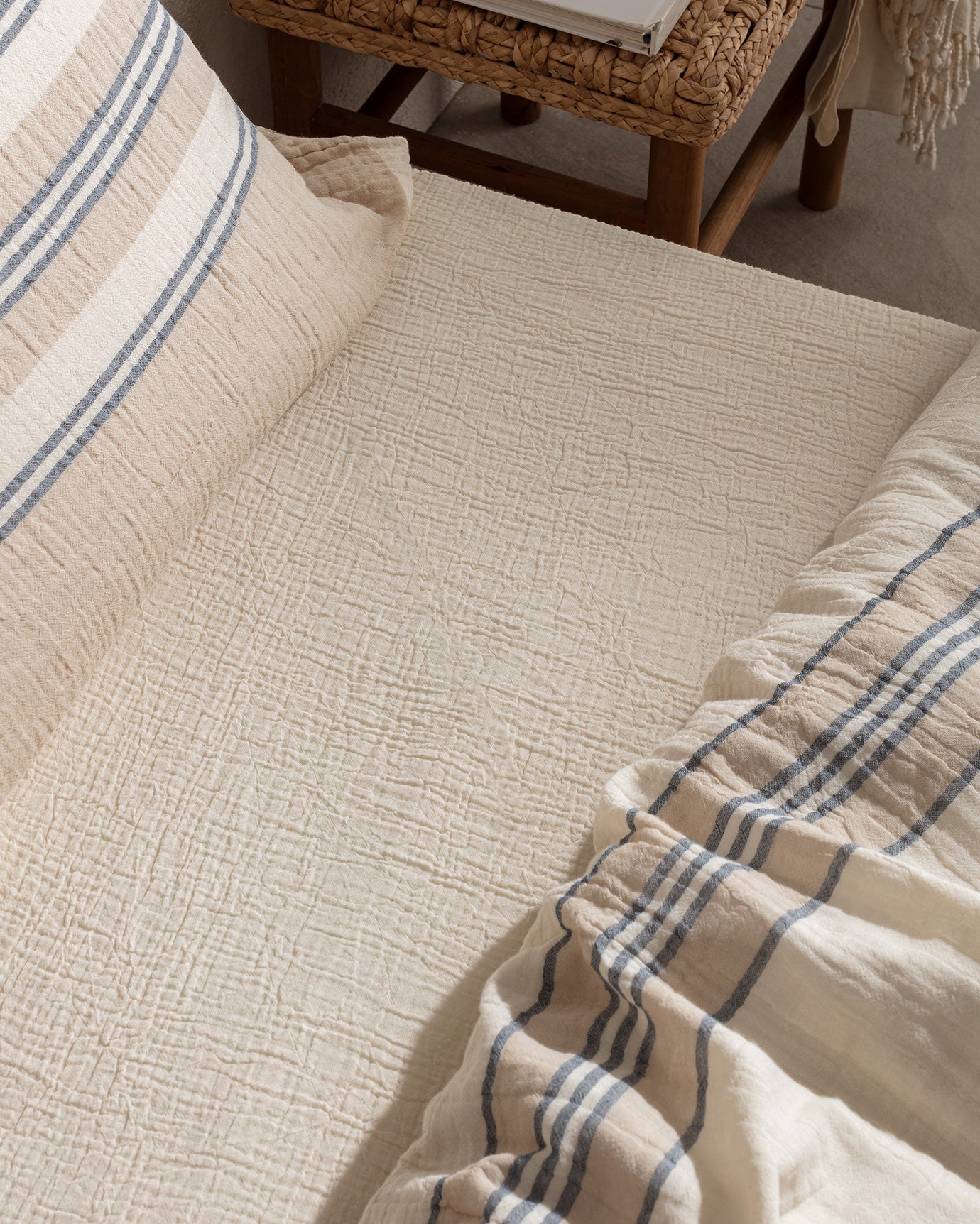 100% Cotton Muslin Duvet Set - Single, Yarn-Dyed & Fitted