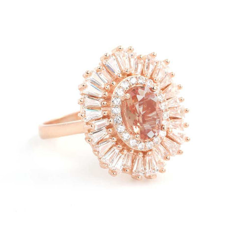 925 Sterling Silver Oval Zultanite & Zircon Baguette Ring