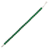 925 Sterling Silver Large Round Synthetic Emerald Tennis Bracelet