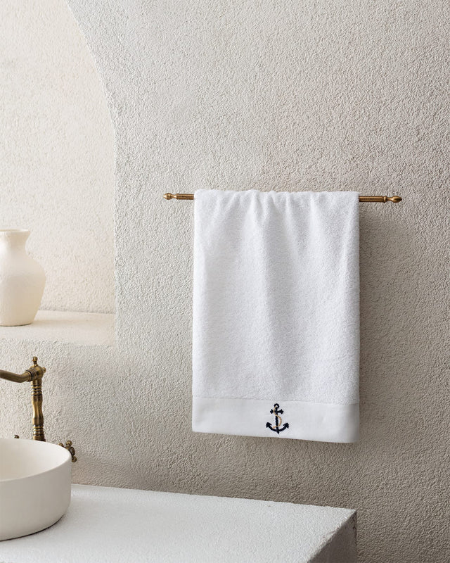 Premium Cotton Face Towel - Nautical Anchor Embroidery