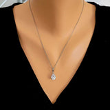 Sterling Silver Teardrop Zircon Pendant Necklace - Small & Dainty