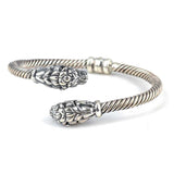 925 Sterling Silver Men's Twisted Bracelet with Lion Head Design