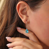 Sterling Silver Aquamarine Zircon Statement Drop Earrings