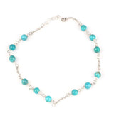 925 Sterling Silver Multi-Stone Turquoise Anklet