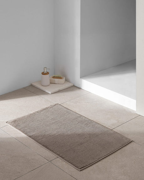 Soft 100% Cotton Bath Mat Towel - Absorbent Foot Towel for Bathroom - Brown