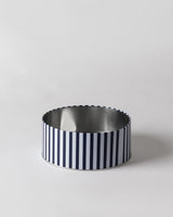 Metal Round Storage Box - Blue & White Decorative Design