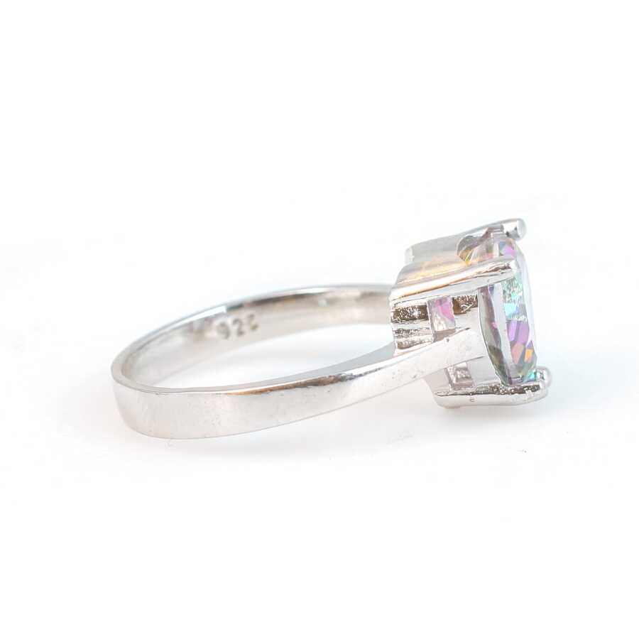 925 Sterling Silver Mystic Topaz Ring - Enchanting Heart Gemstone