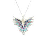 Sterling Silver Phoenix Necklace with Vibrant Zircon Stones