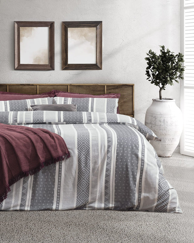 Viscose Cotton Blend Single Duvet Cover Set - Jacquard Weave