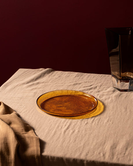 Glass Pasta Plate - Radiant Amber Elegance
