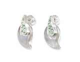925 Sterling Silver Leaf Drop Earrings with Green Zircon Stones