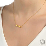 Sterling Silver Bar Pendant Necklace - Modern Minimalist Style